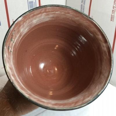 Vintage Scarce Redware Hand Painted Seagulls Pedestal Bowl w/Rattle/Bell Base 10.5" Tall Preowned from an Estate in VG Condition