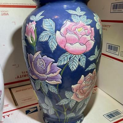 Vintage Macau Style Vase 12" Tall Ex-Lamp Made in Good Preowned Condition as Pictured.