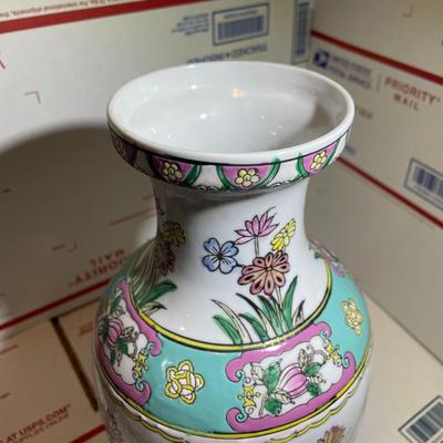Vintage Macau Style Vase 12" Tall Ex-Lamp Made in Good Preowned Condition as Pictured.