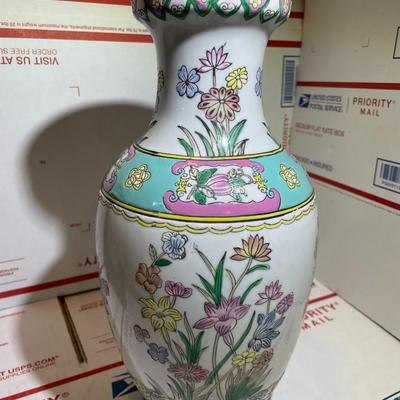 Vintage Macau Style Vase 12" Tall Ex-Lamp Made in Good Preowned Condition as Pictured.