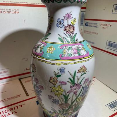 Vintage Macau Style Vase 12" Tall Ex-Lamp Made in Good Preowned Condition as Pictured.