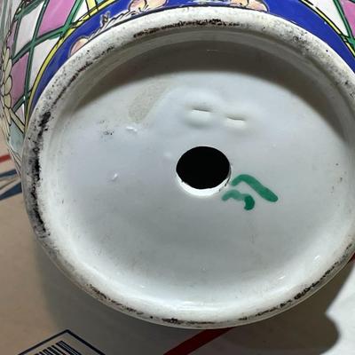 Vintage Macau Style Vase 12" Tall Ex-Lamp Made in Good Preowned Condition as Pictured.