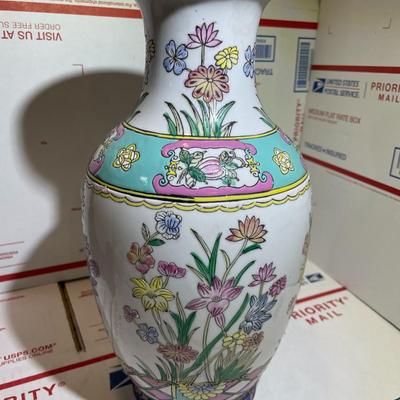 Vintage Macau Style Vase 12" Tall Ex-Lamp Made in Good Preowned Condition as Pictured.
