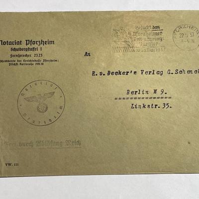 Vintage World War II German Envelope Empty in Good Preowned Condition.