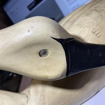 VINTAGE Large 17" White Swan/Goose Wooden Decoy Hand Carved 18" Long in Good Preowned Condition.