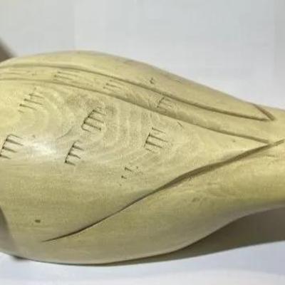 VINTAGE Large 17" White Swan/Goose Wooden Decoy Hand Carved 18" Long in Good Preowned Condition.