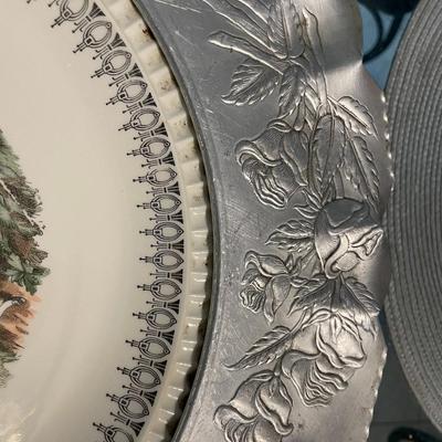 Vintage Farber & Shelvin Aluminum Charger Plate / Handwrought Aluminum 15.5" Diameter in VG Preowned Condition.