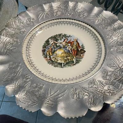 Vintage Farber & Shelvin Aluminum Charger Plate / Handwrought Aluminum 15.5" Diameter in VG Preowned Condition.