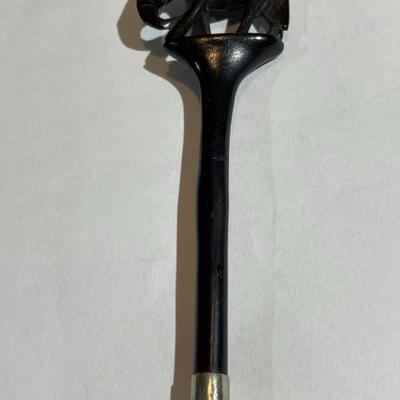 Vintage East Africa 1952 1 Shilling King George Coin Spoon w/Carved Wooden Elephant Handle as Pic'd.