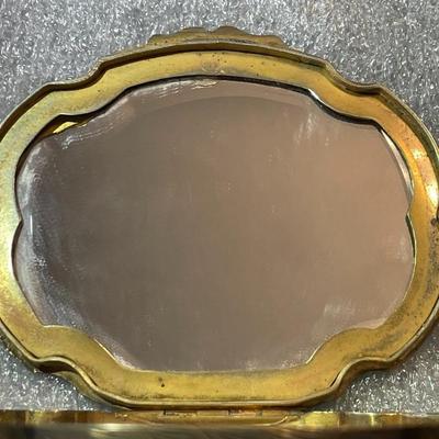 Antique Hand Painted & Guilloche Enamel .800/900/925 Silver "Girl Dancing" Powder Case in VG Preowned Condition.