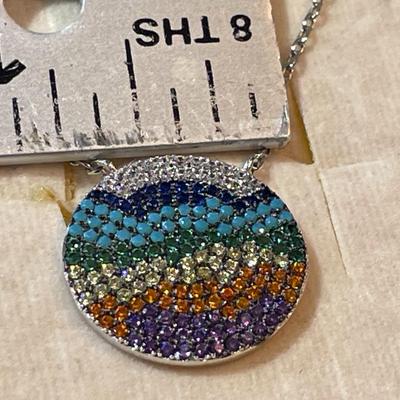 Vintage Dainty Sterling Silver 18" Crystal Necklace in VG Preowned Condition.