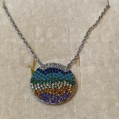 Vintage Dainty Sterling Silver 18" Crystal Necklace in VG Preowned Condition.