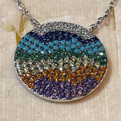 Vintage Dainty Sterling Silver 18" Crystal Necklace in VG Preowned Condition.