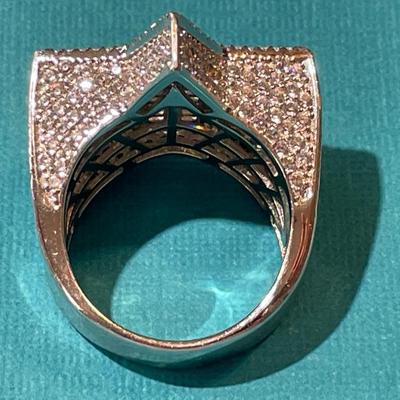 Men's or Women's Baguette MOISSANITE Iced Out Star Ring, Solid .925 Sterling Silver Passes DIAMOND TESTS in VG Preowned...