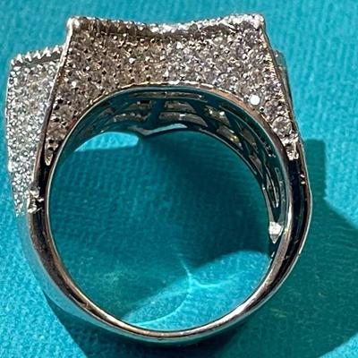 Men's or Women's Baguette MOISSANITE Iced Out Star Ring, Solid .925 Sterling Silver Passes DIAMOND TESTS in VG Preowned...