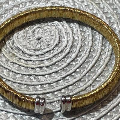 Italian Designer JCM Designer Wire Wrapped Flexible Sterling Silver Cuff Bracelet in VG Preowned Condition. (Standard Size).
