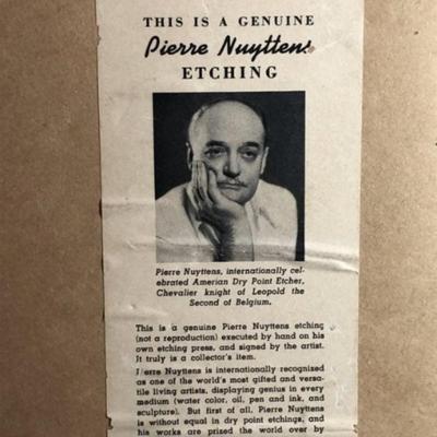 Original Pierre Nuyttens "Chinese Merchant" Etching Frame Size 14.75" x 18.75" Preowned from an Estate as Pictured.