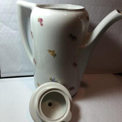Vtg German Reinecke Brand-1796 Flowered Ceramic Coffee Pot 9.5" Tall in VG Condition as Pictured.