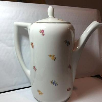 Vtg German Reinecke Brand-1796 Flowered Ceramic Coffee Pot 9.5" Tall in VG Condition as Pictured.