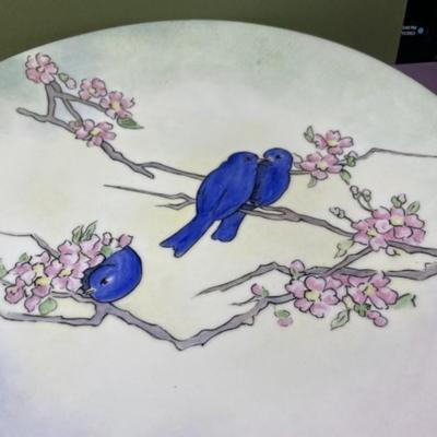 Antique T&V France Limoges Hand Painted Blue Bird Charger Plate 12.25" Diameter in Good Condition.