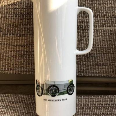 Johann Haviland Bavaria Germany 1913 Mercedes-75/PS, 1.5 Liter Ceramic 11" Tall Pitcher Preowned from an Estate.