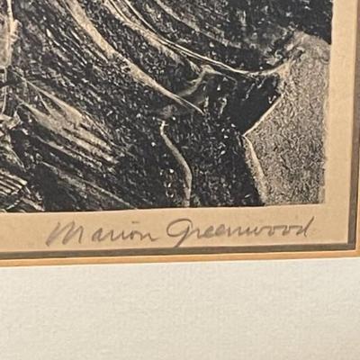 Scarce Original Hand Signed Lithograph by Marion Greenwood Frame Size 15.5" x 19.5" as Pictured.