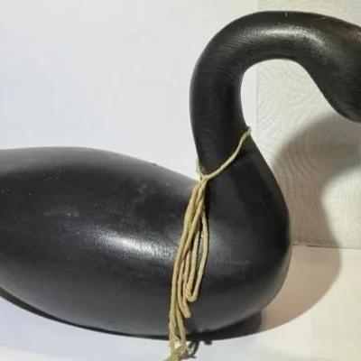 Vintage Solid Wooden Duck/Goose Decoy Signed Corner 14.5" Long Dated 1974 in Good Preowned Condition.