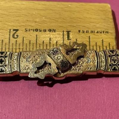 Attractive Late Victorian Gold-Plated Swivel Bar Pin 2.25" Long Circa 1900-1910 in VG Preowned Condition.