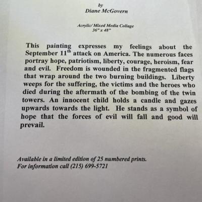 Liberty Weeps by Diane McGovern Limited Edition #1/25 18.5" x 23" Preowned from an Estate Matted Unframed.