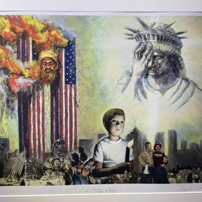 Liberty Weeps by Diane McGovern Limited Edition #1/25 18.5" x 23" Preowned from an Estate Matted Unframed.