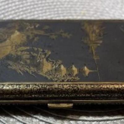 Scarce Large Antique Komai Style Japanese Damascene Cigarillo, Cigar or Cigarette Case as Pictured.