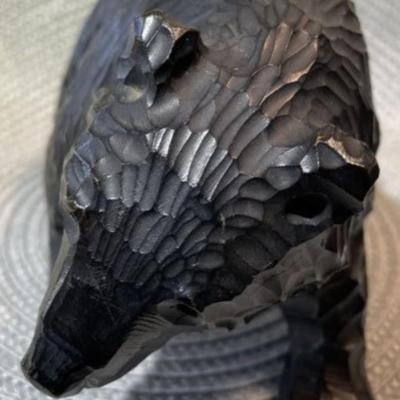 Vintage Japanese Arts & Crafts Hand Carved Bear Figure from Hokkaido Japan 7" Long x 4" Tall in VG Preowned Condition from...