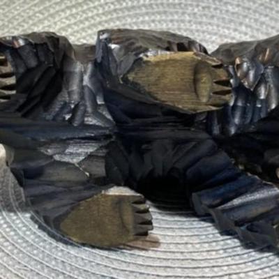 Vintage Japanese Arts & Crafts Hand Carved Bear Figure from Hokkaido Japan 7" Long x 4" Tall in VG Preowned Condition from...