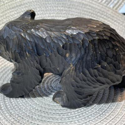 Vintage Japanese Arts & Crafts Hand Carved Bear Figure from Hokkaido Japan 6" Long x 3.5" Tall in VG Preowned Condition...