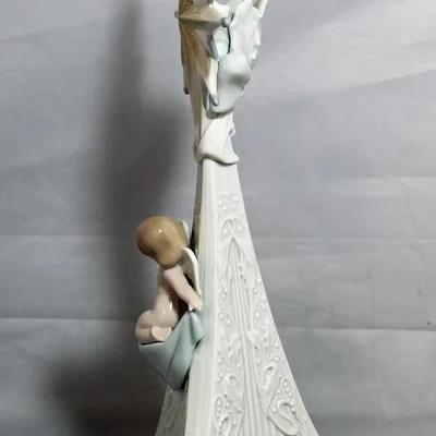 Vintage Lladro Angelic Light 6586 Candle Holder 13.5" Tall in VG Preowned Condition as Pictured. No Original Box.