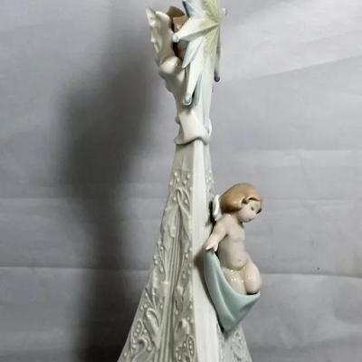 Vintage Lladro Angelic Light 6586 Candle Holder 13.5" Tall in VG Preowned Condition as Pictured. No Original Box.