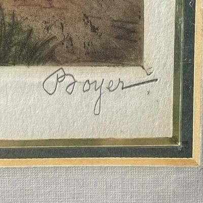 VINTAGE Camilla Lucas Boyer "Bords De L'Etang" Etching 11.5" x 14.5" in Good Preowned Condition.