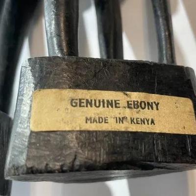 Vintage African Hand Carved EBONY Figurines 15" & 15.50" Tall Made in Kenya Preowned from an Estate.