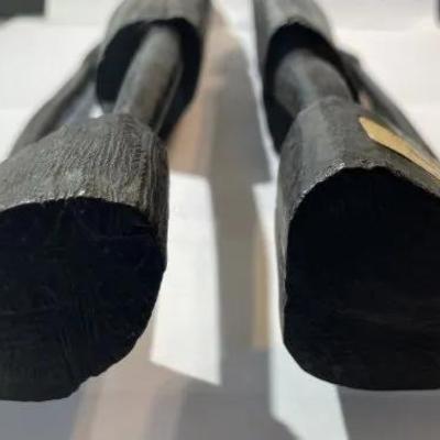 Vintage African Hand Carved EBONY Figurines 15" & 15.50" Tall Made in Kenya Preowned from an Estate.