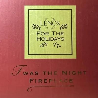 Lenox "Twas the Night" Collection 8" Christmas Porcelain Fireplace Candle Holder Figurine in Original Box as Pictured.