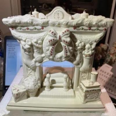 Lenox "Twas the Night" Collection 8" Christmas Porcelain Fireplace Candle Holder Figurine in Original Box as Pictured.