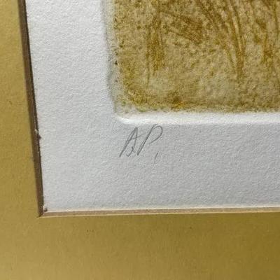 An Original Joan Purcell Pencil Signed Artist Proof Etching 16" x 20" Matted/Unframed as Pictured.