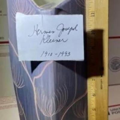HERMAN JOSEPH KLEINER MID-CENTURY MODERN MCM 1952 STUDIO ART POTTERY VASE 15" TALL IN VG CONDITION.