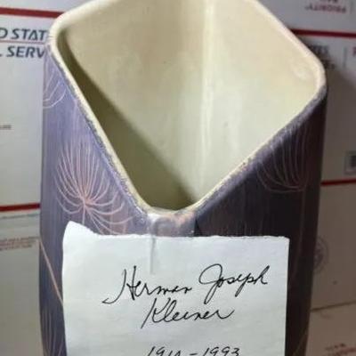 HERMAN JOSEPH KLEINER MID-CENTURY MODERN MCM 1952 STUDIO ART POTTERY VASE 15" TALL IN VG CONDITION.