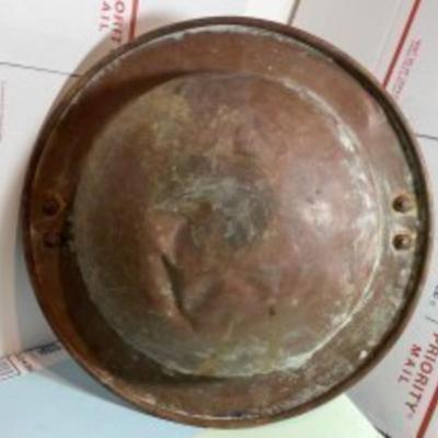 Antique/Primitive 19th Century Copper Wok 15.5" Diameter w/Steel Lion Head Adjustable Handles Preowned from an Estate as Pictured.