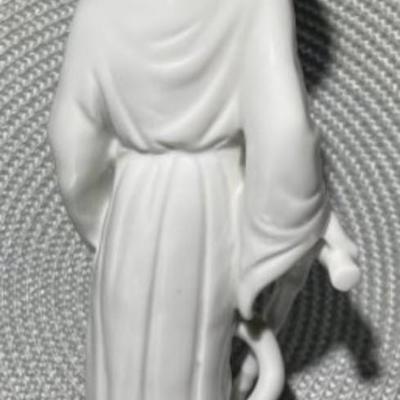 Vintage Asian Porcelain Man w/Cane Figurine 10.25" Tall in Good Preowned Condition.