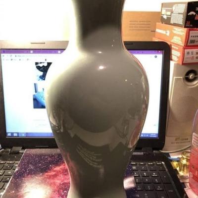 Haeger 12-1/2" Tall Light Green Color Vase Preowned from an Estate in VG Condition.