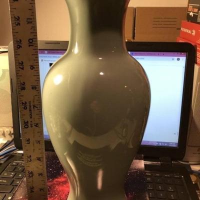 Haeger 12-1/2" Tall Light Green Color Vase Preowned from an Estate in VG Condition.