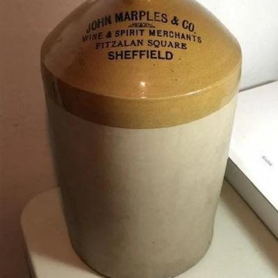Scarce- John Marples & Company Sheffield Large Stoneware Jug 19" Tall & Very Heavy Preowned from an Estate.
