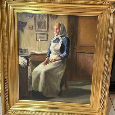 KAJ STEENBUCH BRANDT (1886-1948) Oil Painting on Canvas Frame Size 21" x 24.5" in VG Preowned Condition as Pic'd.